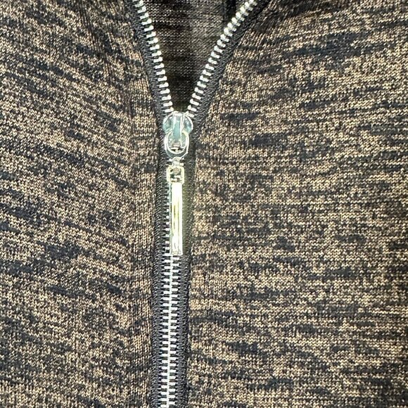 Sun Kim Sweater Womens Small Cardigan Full Zip Brown Black Stretch Pockets Swing - Picture 4 of 8